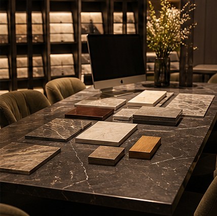 Platen op ware grootte in de showroom in Velp